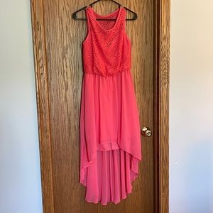 High/low coral pink dress